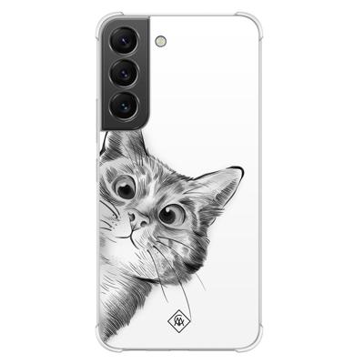 Samsung Galaxy S22 shockproof hoesje - Kat kiekeboe Samsung Galaxy S22 shockproof hoesje - Kat kiekeboe