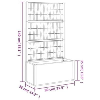 VidaXL Plantenbak met latwerk 80x36x140 cm polypropeen donkergrijs VidaXL Plantenbak met latwerk 80x36x140 cm polypropeen donkergrijs