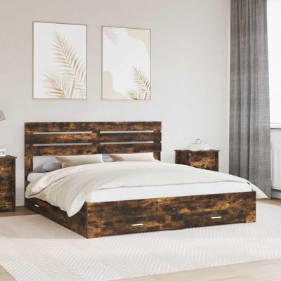 Bedframe met lade met hoofdeinde met opslag Bewerkt hout