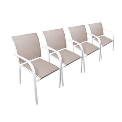 sweeek - Tuinstoel van aluminium en textilene (Set van 4)