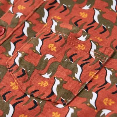 Kinderoverhemd met vossenprint 116 lichtroestkleurig