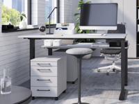 Elektrisch verstelbaar bureau POLYGON 160 cm lichtgrijs/zwart - thumbnail