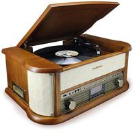Soundmaster NR566BE 7-in-1 nostalgische stereo-installatie met draaitafel audio Technica magneettonnemmer | digitale radio DAB+ | CD-MP3 | USB | cassette | Bluetooth | digitaliseringsfunctie | - thumbnail