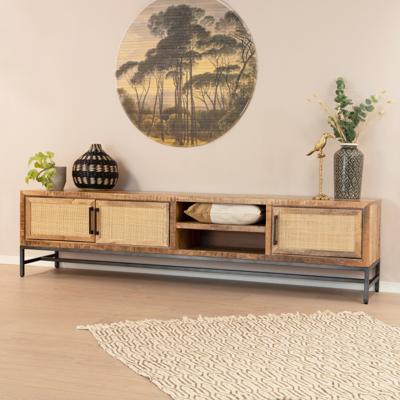 RENEW TV-meubel 'Carini' Hout en Webbing, 200cm, kleur Naturel
