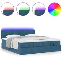 Ottoman bed met matrassen en LED's 160x200cm fluweel - thumbnail