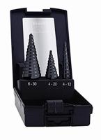 Exact 50071-2 HSS Getrapteboorset 3-delig 4 - 12 mm, 4 - 20 mm, 6 - 30 mm TiAIN 3 vlakken schacht 1 set(s) - thumbnail