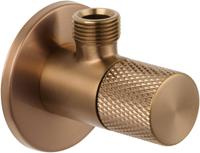 Ben Engraved Cross hoekstopkraan incl. aansluitslang 1/2 x 3/8 inch geborsteld koper - thumbnail