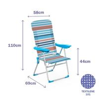 Marbueno Vouwstoel 5 Posities Aluminium met Kussen Oranje en Blauw 69X58X110 cm 10465 - thumbnail