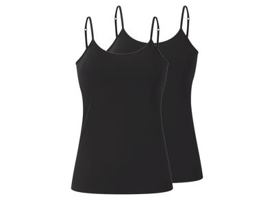 esmara Set van 2 dames spaghettitops (Zwart, L (44/46))