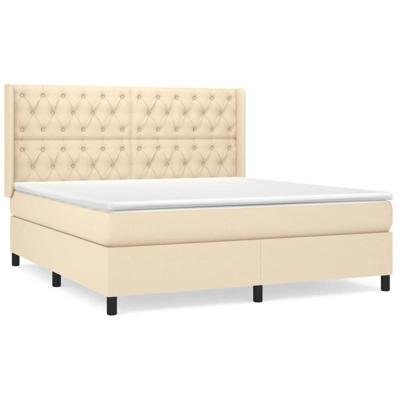 Boxspring met matras stof crèmekleurig 160x200 cm