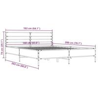 Bedframe bewerkt hout metaal grijs sonoma eiken 160x200 cm - thumbnail
