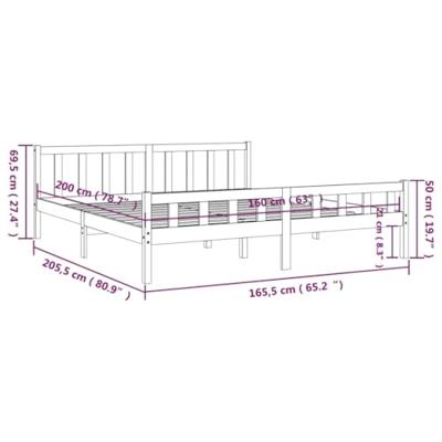Bedframe massief hout zwart 160x200 cm - thumbnail
