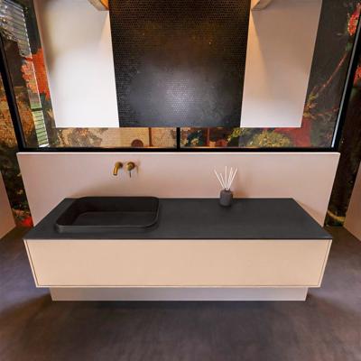 Badkamermeubelset Mondiaz Erin 150 cm met 1 Lade met RIDGE Wastafel Links Urban Zonder Kraangaten Greeploos Mat Rosee Badkamermeubelset Mondiaz Erin 150 cm met 1 Lade met RIDGE Wastafel Links Urban Zonder Kraangaten Greeploos Mat Rosee