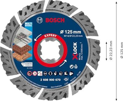Bosch Accessories 2608900670 EXPERT MultiMaterial X-LOCK Diamanten doorslijpschijf Diameter 125 mm Boordiameter 22.23 mm Steen, Beton, Baksteen 1 stuk(s) Bosch Accessories 2608900670 EXPERT MultiMaterial X-LOCK Diamanten doorslijpschijf Diameter 125 mm Boordiameter 22.23 mm Steen, Beton, Baksteen 1 stuk(s)