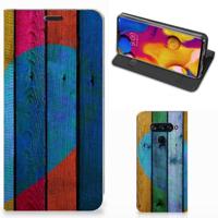 LG V40 Thinq Book | Wallet Case | Wood Heart - Cadeau voor je Vriend - thumbnail