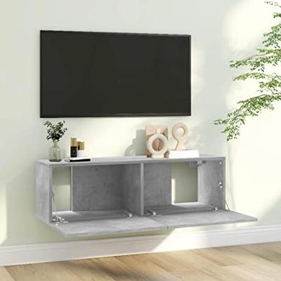 Tv-meubel 100x30x30 cm bewerkt hout betongrijs