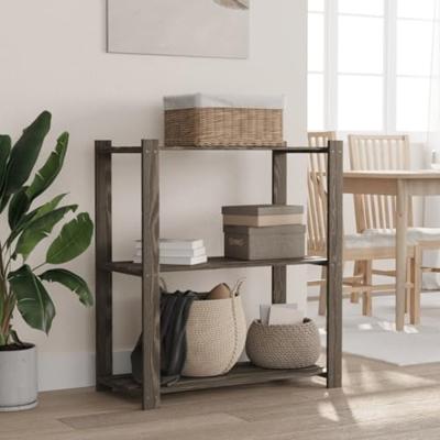 VidaXL Opbergrek 3-laags 80x38x90 cm massief grenenhout grijs VidaXL Opbergrek 3-laags 80x38x90 cm massief grenenhout grijs