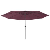 VidaXL Parasol met led-verlichting 400 cm bordeauxrood - thumbnail