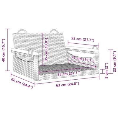 Schommelbank 63x62x40 cm poly rattan grijs - thumbnail