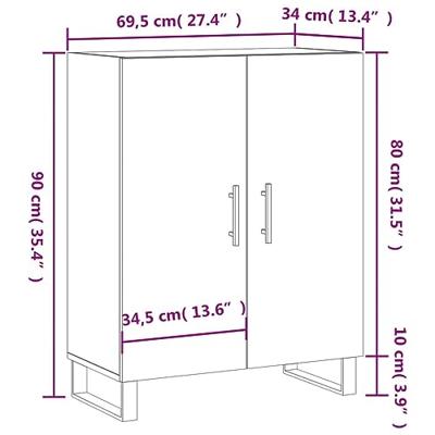 Dressoir 69,5x34x90 cm bewerkt hout betongrijs