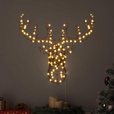 VidaXL Rendier trek slede warmwit 68 x 36,5 x 62,5 cm rattan