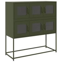 Dressoir 100,5x39x107 cm koudgewalst staal olijfgroen - thumbnail