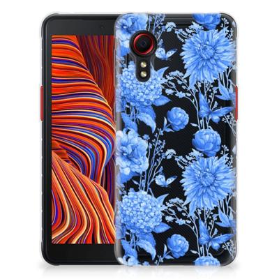 TPU Case voor Samsung Galaxy Xcover 5 Flowers Blue