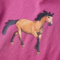 Kindershirt met lange mouwen paardenprint 140 frambooskleurig - thumbnail