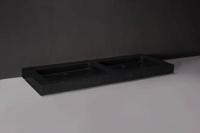 Forzalaqua Palermo Doppio Wastafel 140.5x51.5x9cm Graniet Gezoet Met 2 Kraangaten