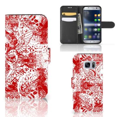 Telefoonhoesje met Naam Samsung Galaxy S7 Angel Skull Rood Telefoonhoesje met Naam Samsung Galaxy S7 Angel Skull Rood