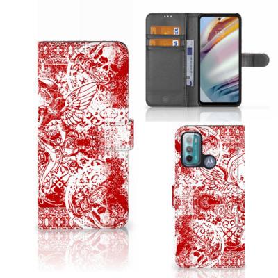 Telefoonhoesje met Naam Motorola Moto G60 Angel Skull Rood Telefoonhoesje met Naam Motorola Moto G60 Angel Skull Rood