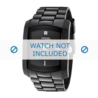 Horlogeband Fossil FS4602 Rubber Zwart 28mm