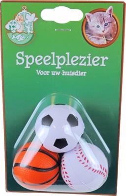Kattenspeelgoed blisterpak a 3 sport sponsbal - Gebr de boon
