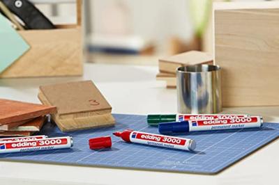 Edding 3000 4-3000-5 Permanent marker Zwart, Blauw, Rood, Groen, Geel Watervast: Ja
