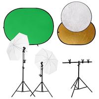 Fotostudioset met lichtset, achtergrondscherm en reflector - thumbnail