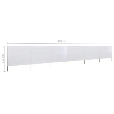 Windscherm 6-panelen 800x120 cm stof zandwit - thumbnail