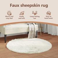 VidaXL Nep schapenvacht tapijt tafalla wit ø 100 cm polyester - thumbnail