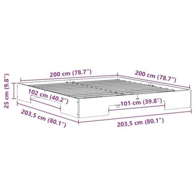 Bedframe met opslag Bruin 200 x 200 cm Massief grenenhout Bedframe met opslag Bruin 200 x 200 cm Massief grenenhout