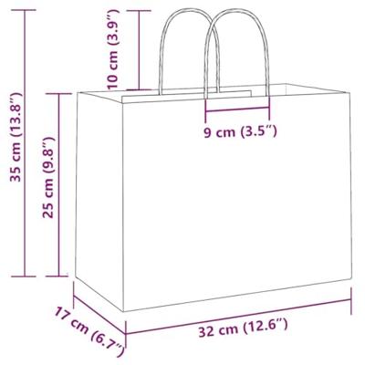 VidaXL Papieren zakken 250 st met hengsels 32x17x25 cm geel