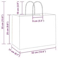 VidaXL Papieren zakken 250 st met hengsels 32x17x25 cm geel - thumbnail