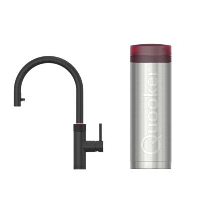Quooker Flex Round Keukenkraan Set - Kokend Warm- en Koud Water - Uittrekbare Slang - Zwart - met COMBI Reservoir