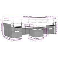 8-delige Loungeset met kussens poly rattan zwart - thumbnail