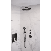Black Edition thermostatische inbouw regendouche set 08 - 30 cm douchekop - 3-standen handdouche - mat zwart - thumbnail