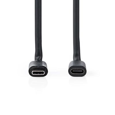 USB-Kabel | USB 3.2 Gen 1 | USB-C Male | USB-C Female | 60 W | 4K@60Hz | 5 Gbps | Vernikkeld | 1.00 m | Rond | PVC | Zwart