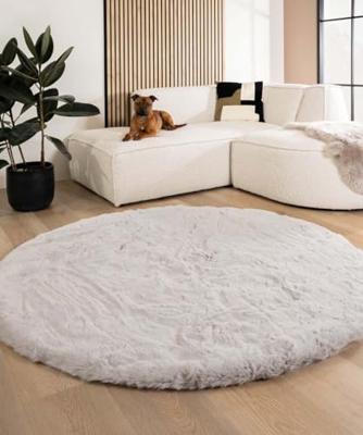 Tapeso Fluffy vloerkleed rond - Comfy Deluxe lichtgrijs - 80 cm rond
