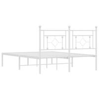 Bedframe met hoofdbord metaal wit 140x200 cm - thumbnail