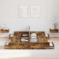 Opbergbedframe met lade Gerookt eiken 140 x 200 cm Bewerkt hout - thumbnail