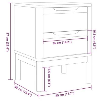 Nachtkastje FLORO 45x39x57 cm massief grenenhout wasbruin