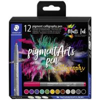 Staedtler Pigment Arts brush pen Calligraphy, etui van 12 stuks, assorti - thumbnail