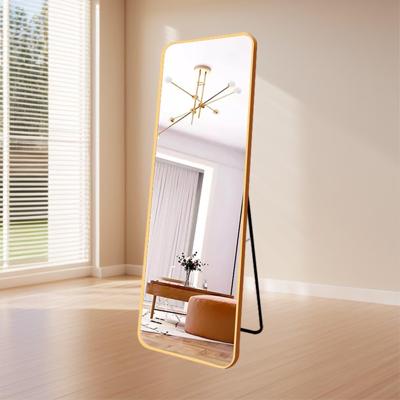 LoXa - Passpiegel Elegancia Goud - Staand en Ophangbaar - Aluminium Frame - 160x60 cm - Kristalhelder HD-glas - Luxe Design